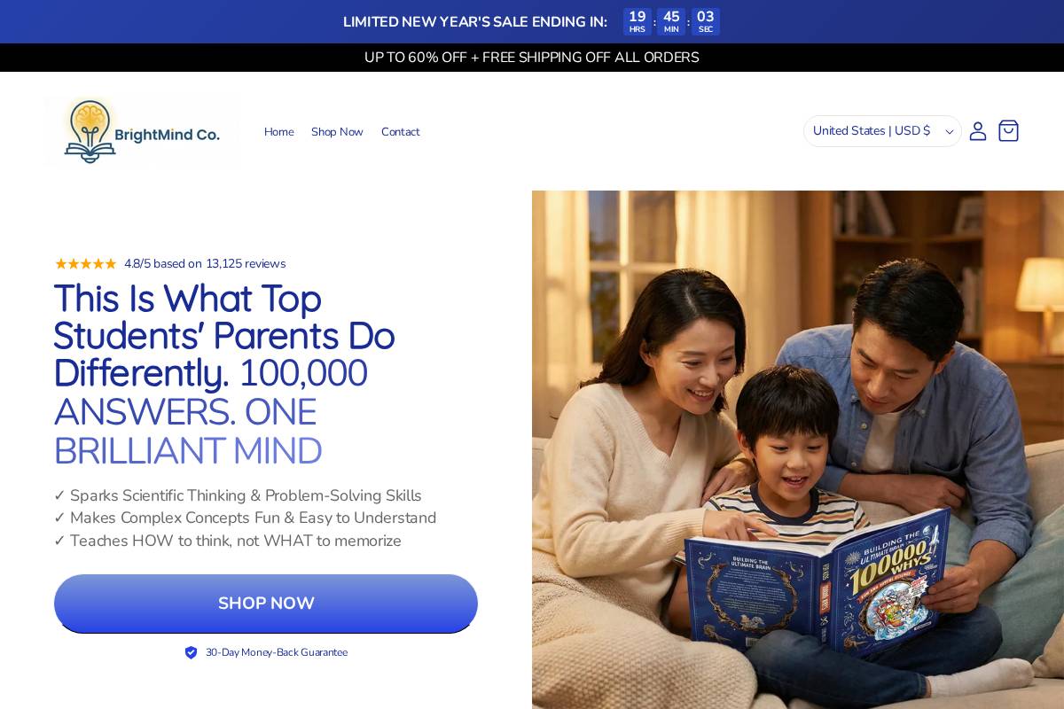 Ourbrightmind homepage screenshot