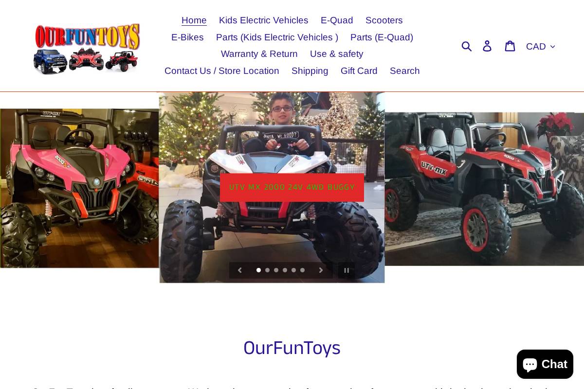 ourfuntoys.com homepage screenshot