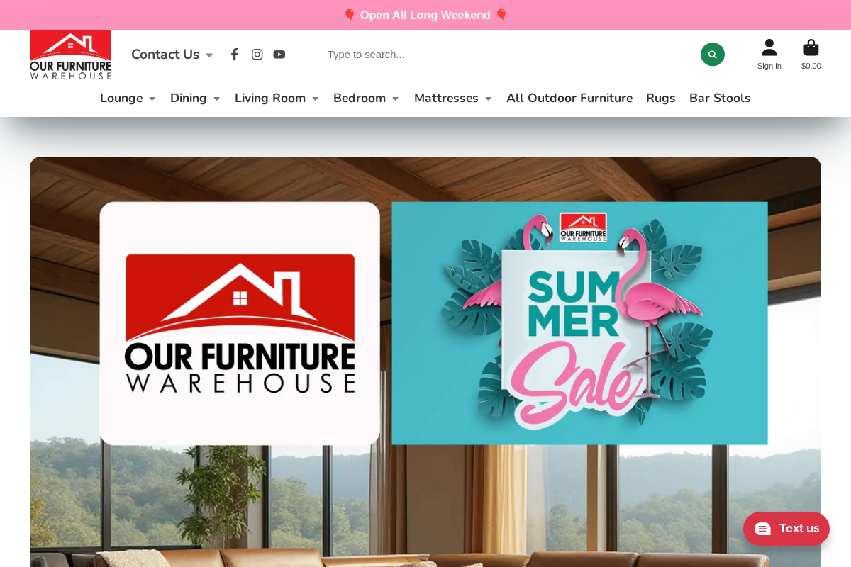 ourfurniturewarehouse.com.au homepage screenshot