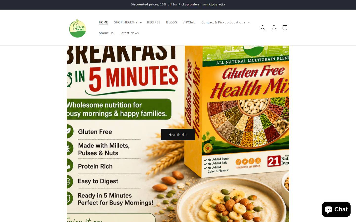 ourgreenharvest.com homepage screenshot