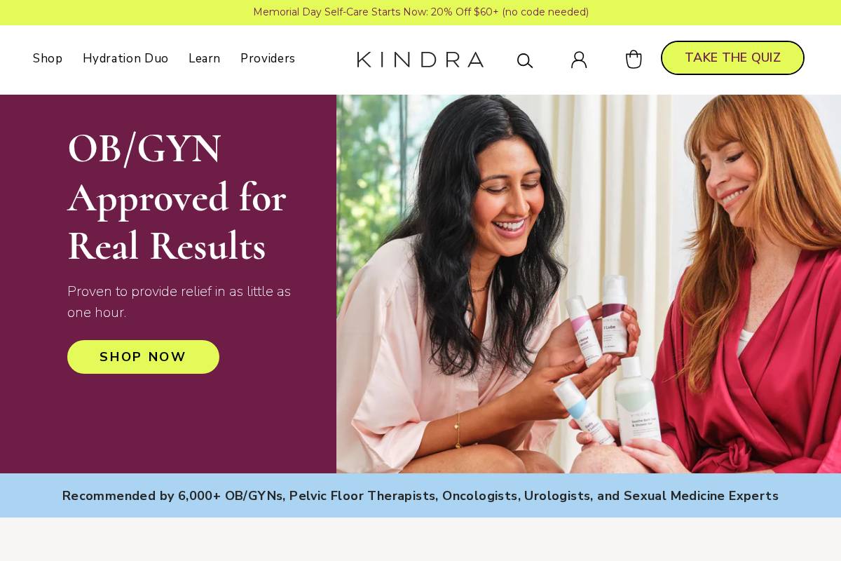 ourkindra.com homepage screenshot
