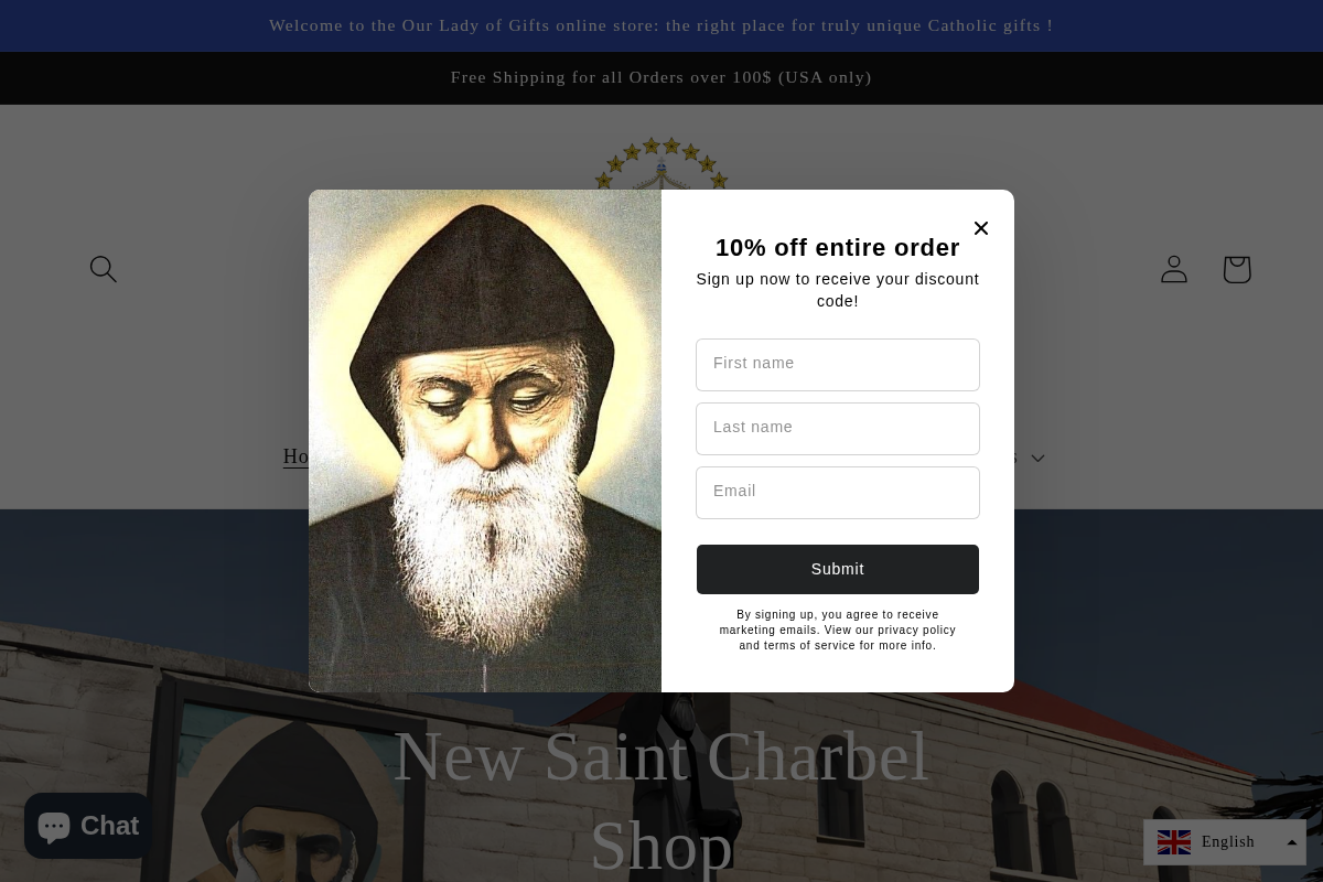 ourladyofgifts.com homepage screenshot