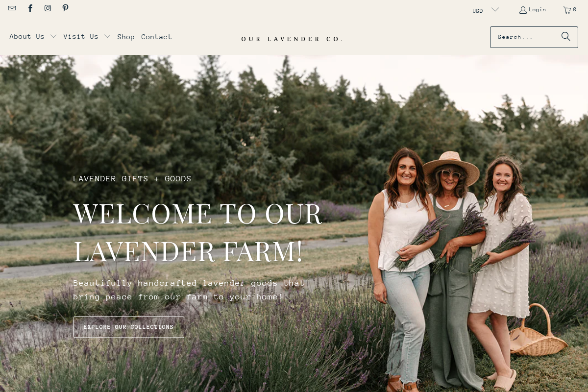 ourlavenderco.com homepage screenshot