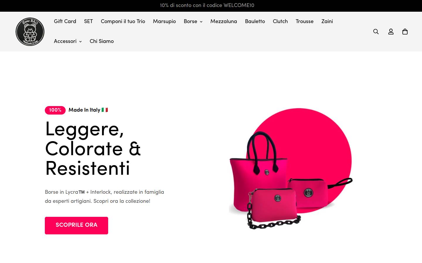 Oursbag homepage screenshot