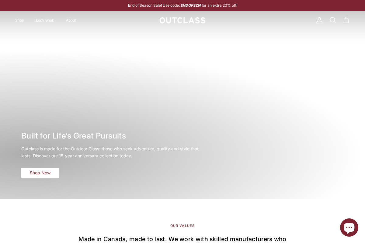 Outclass homepage screenshot