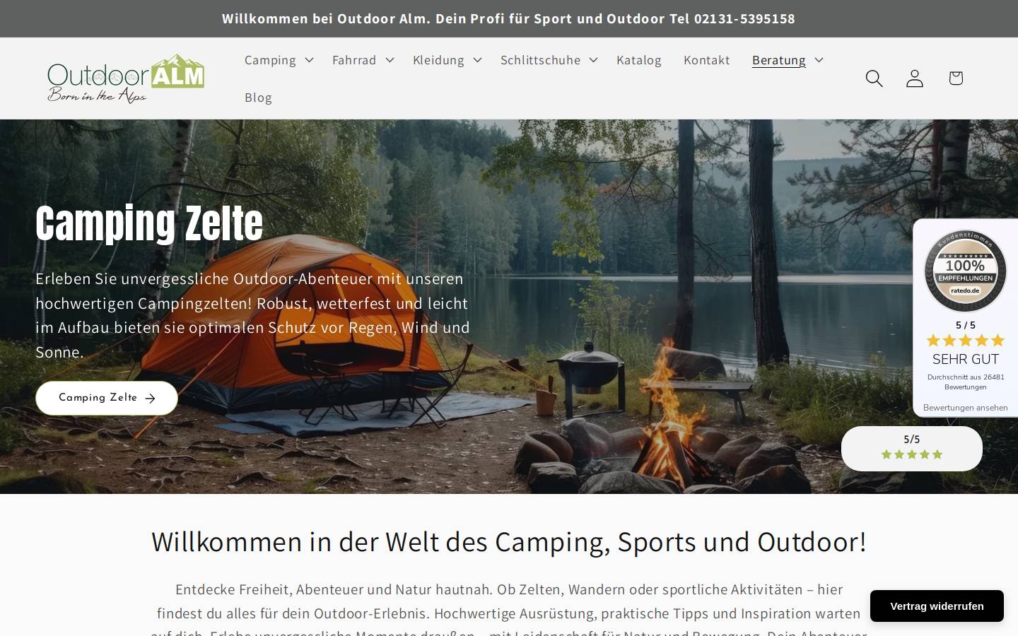 outdoor-alm.de homepage screenshot