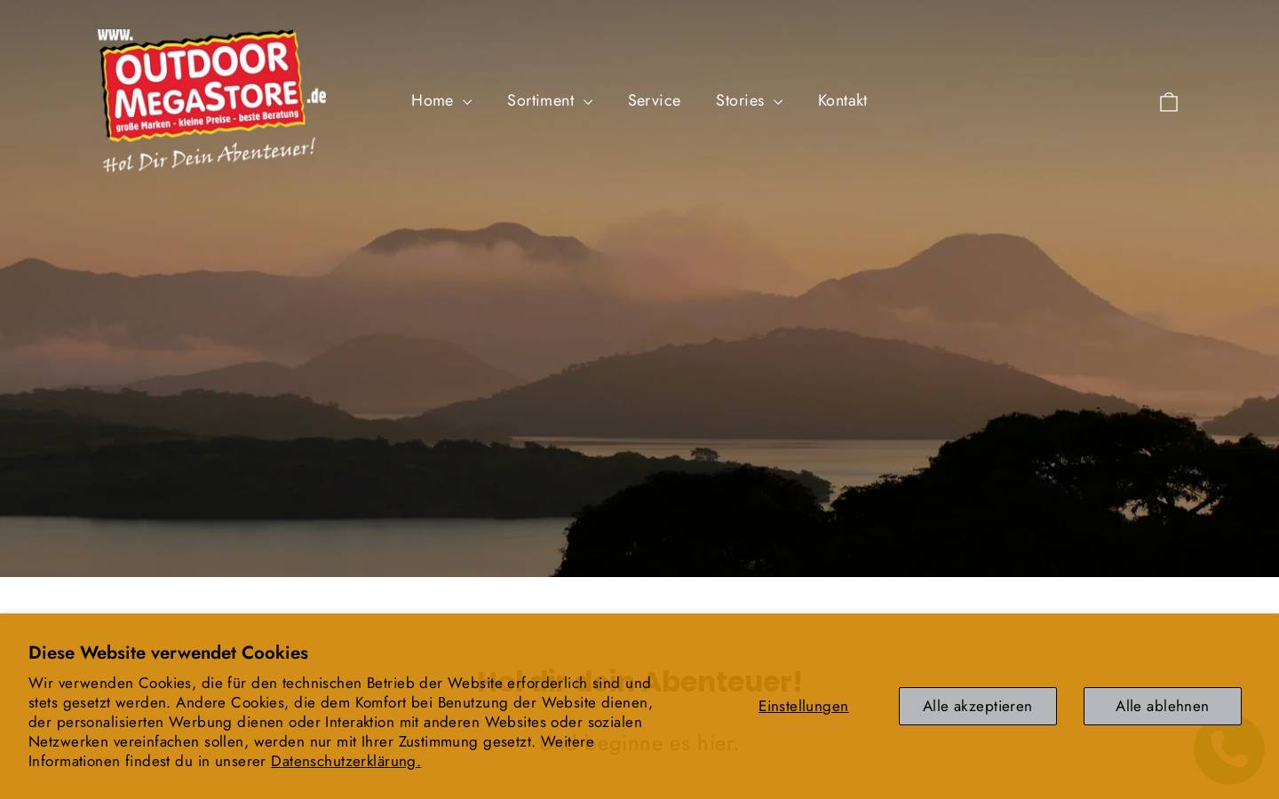 outdoor-megastore.de homepage screenshot