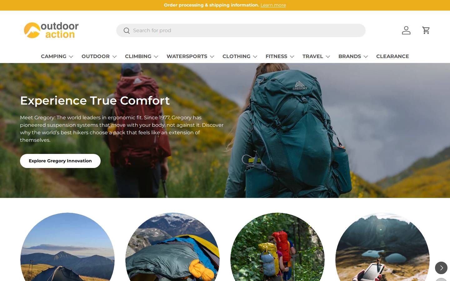outdooraction.co.nz homepage screenshot