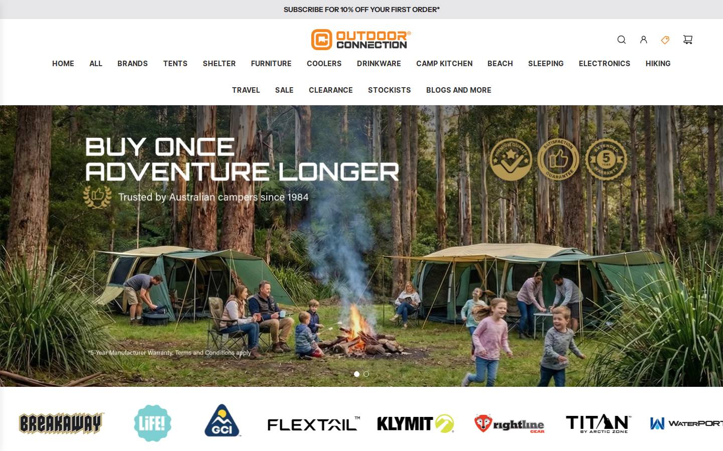outdoornz.co.nz homepage screenshot