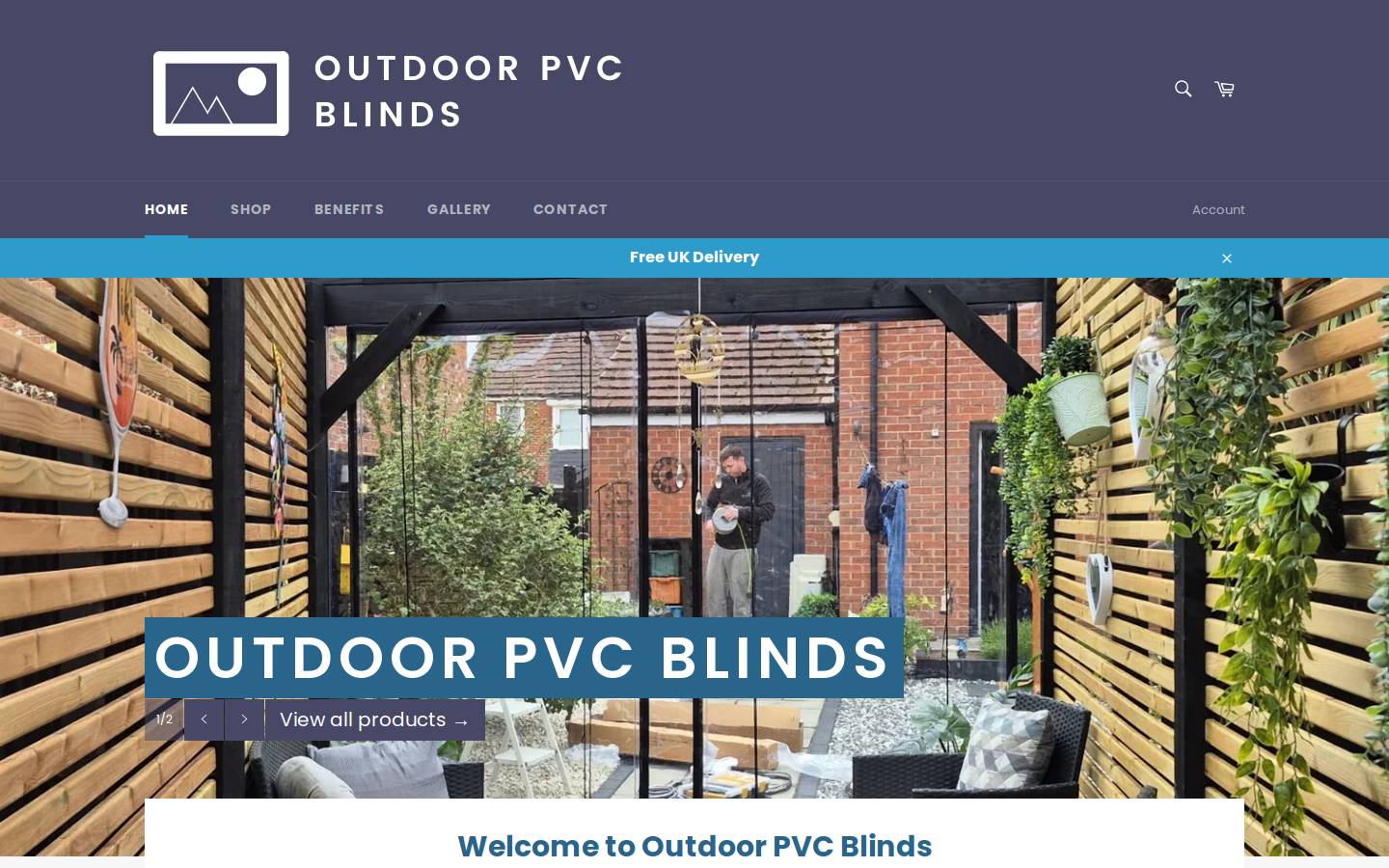 outdoorpvcblinds.com homepage screenshot