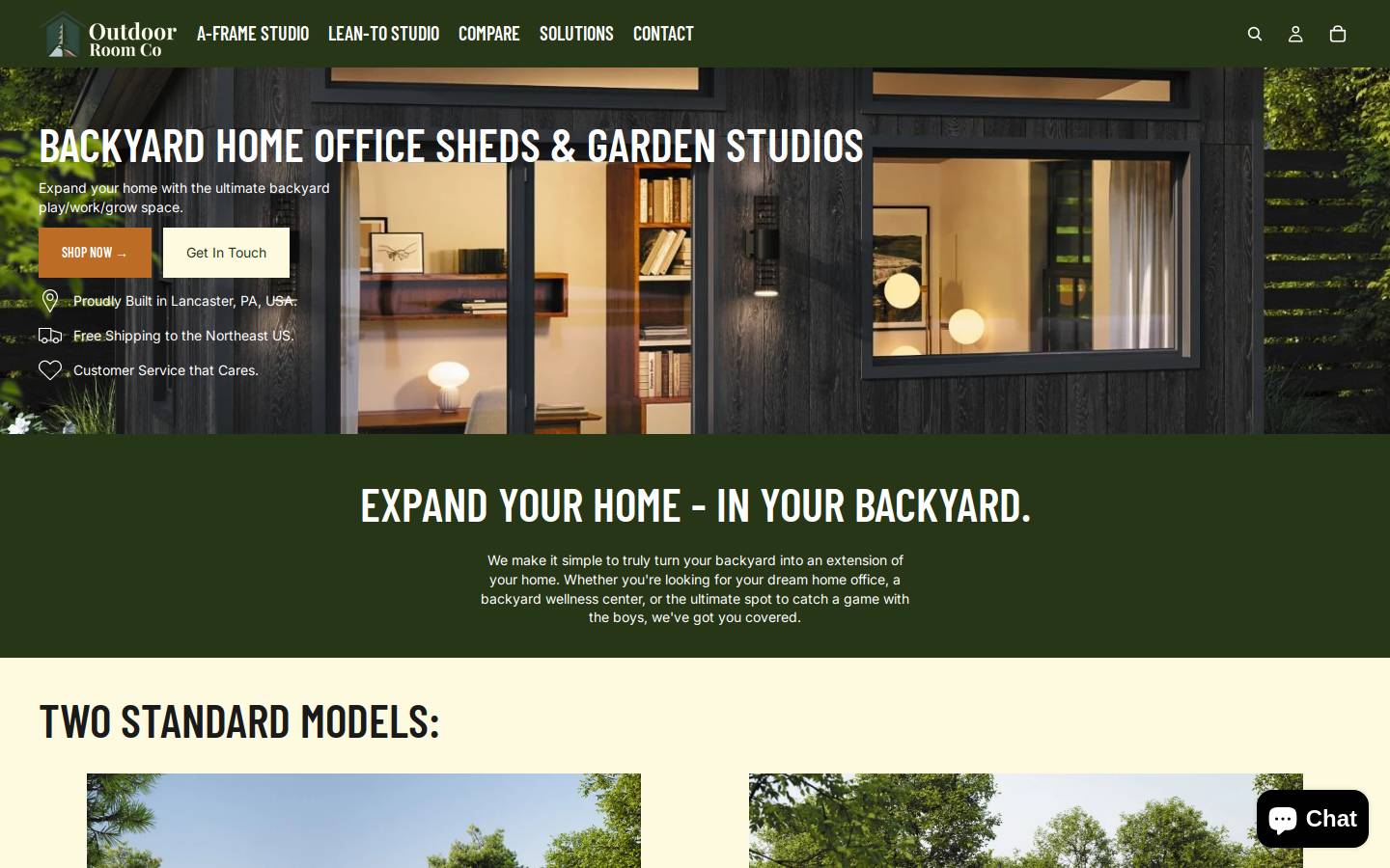 outdoorroomco.com homepage screenshot