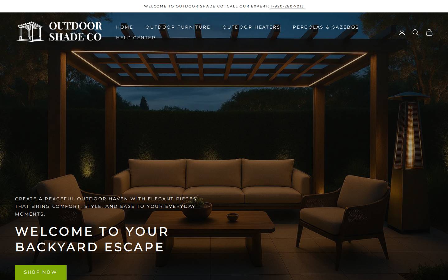 outdoorshadeco.com homepage screenshot