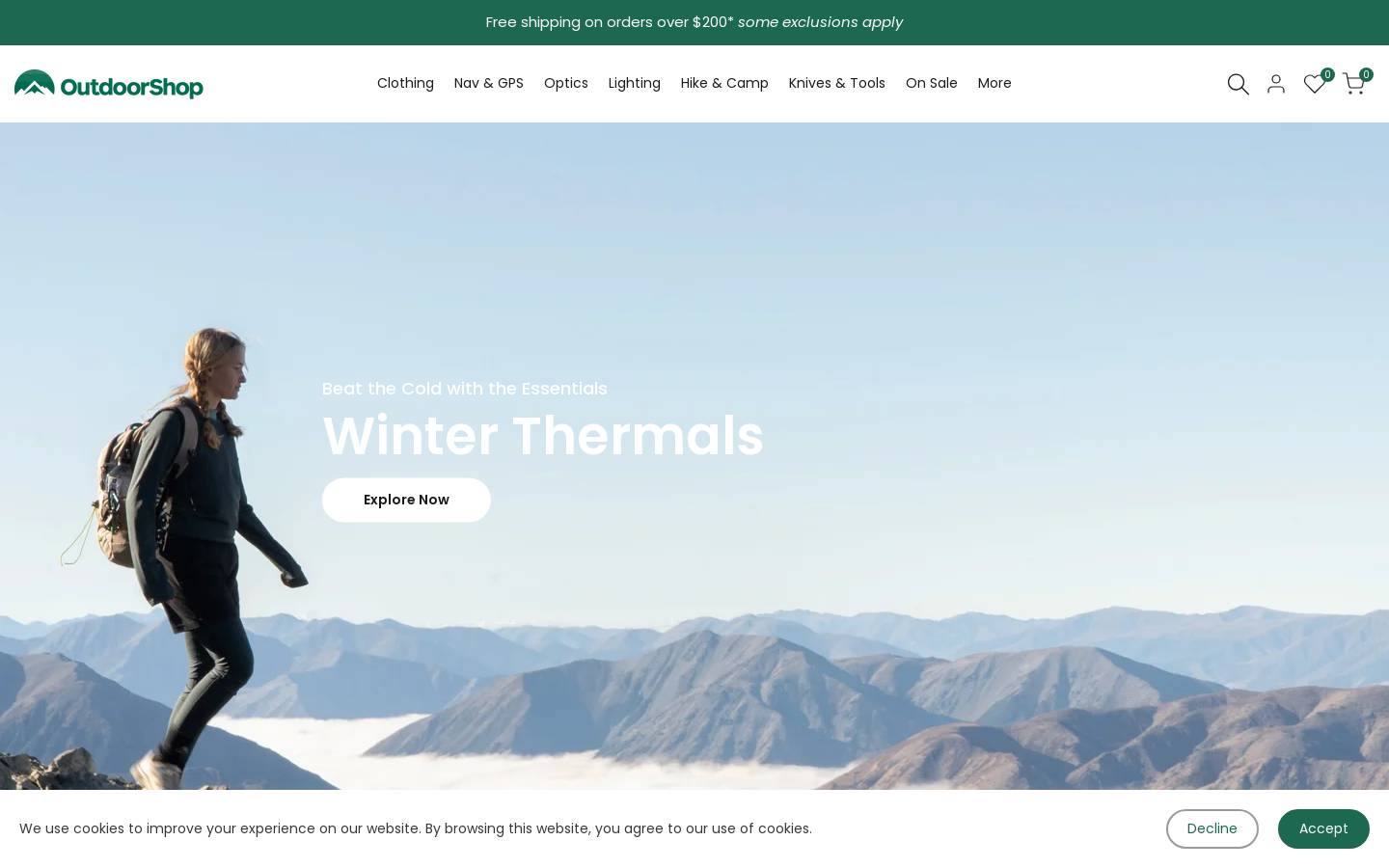Outdoorshop homepage screenshot