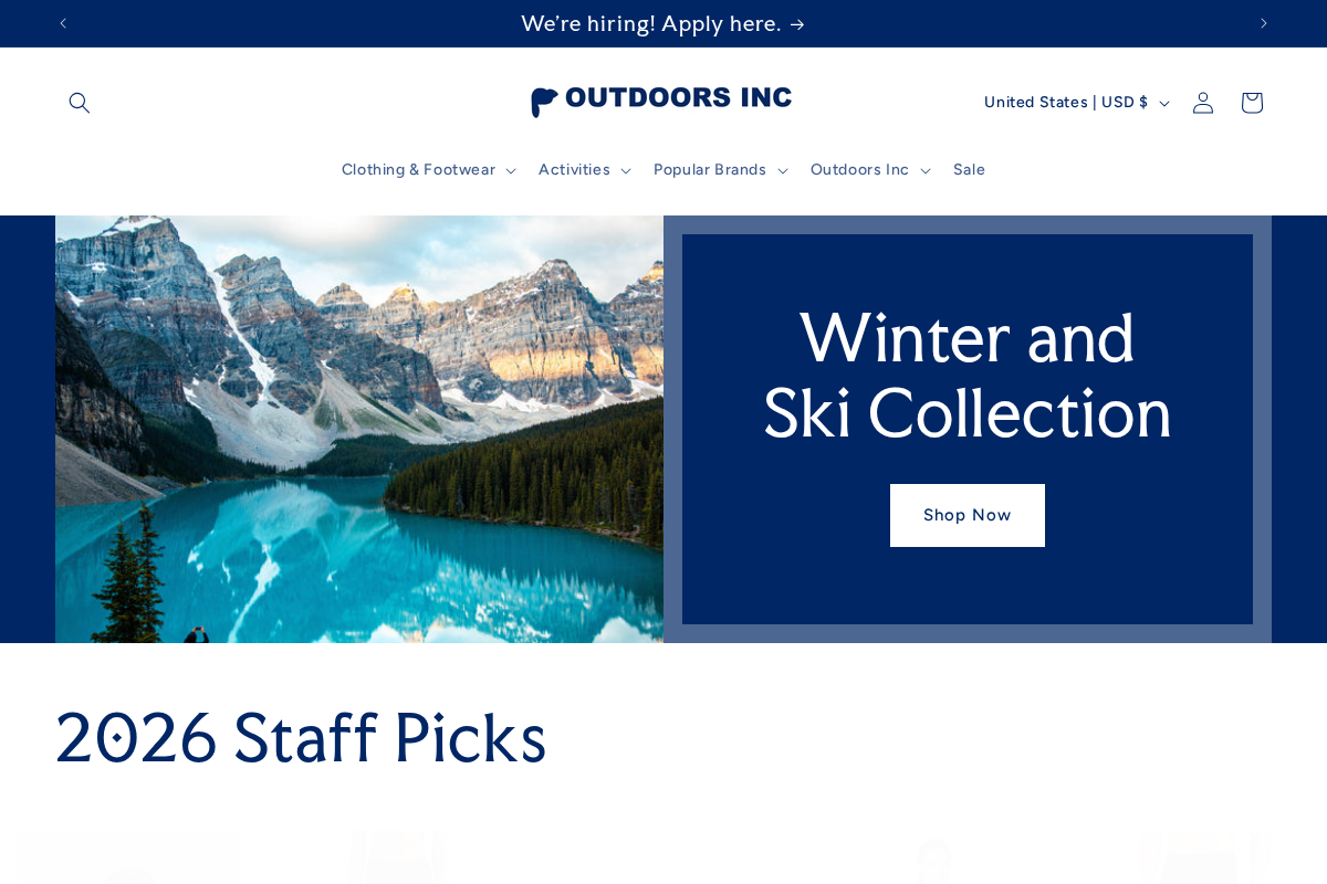 Outdoors Inc homepage screenshot
