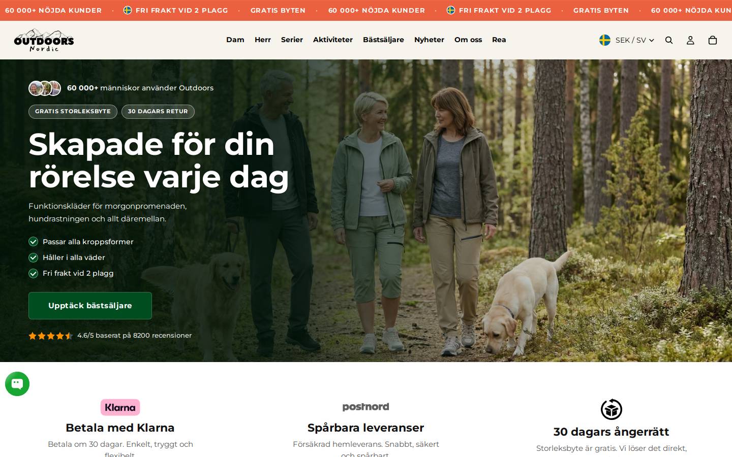 Outdoorsnordic homepage screenshot