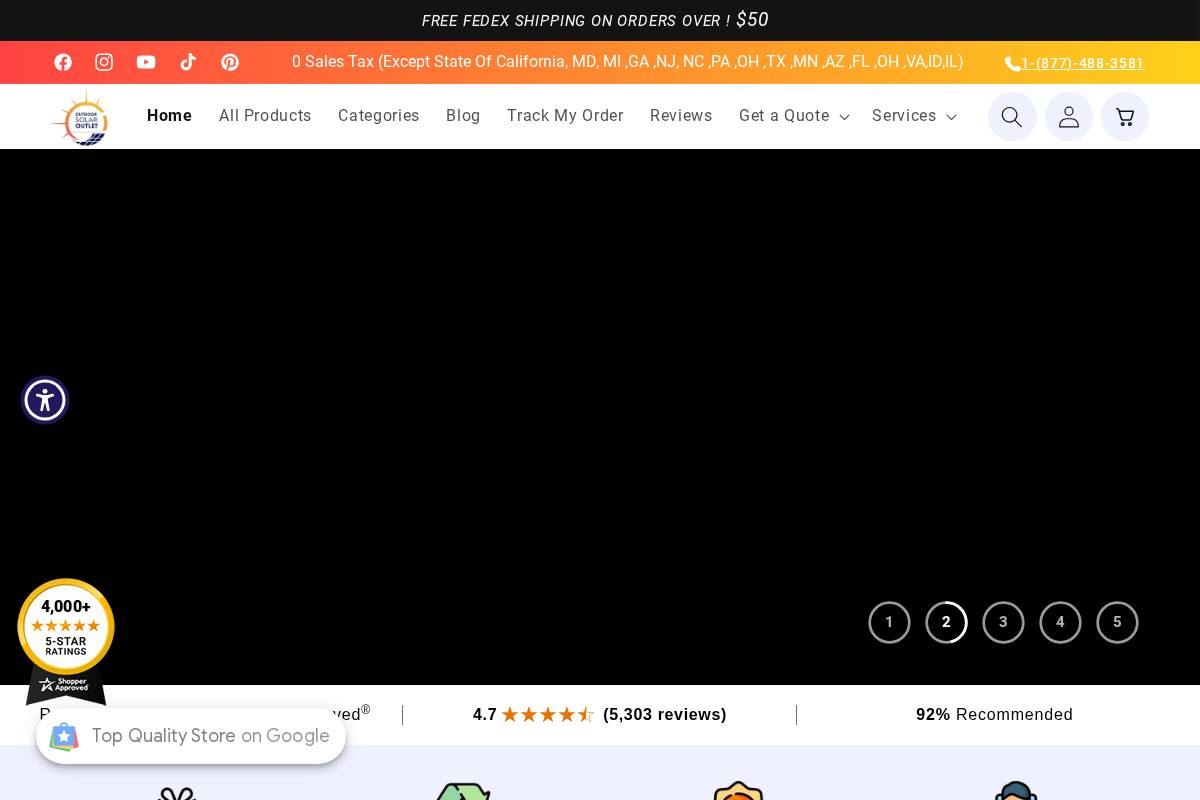 OutdoorSolarOutlet.com homepage screenshot