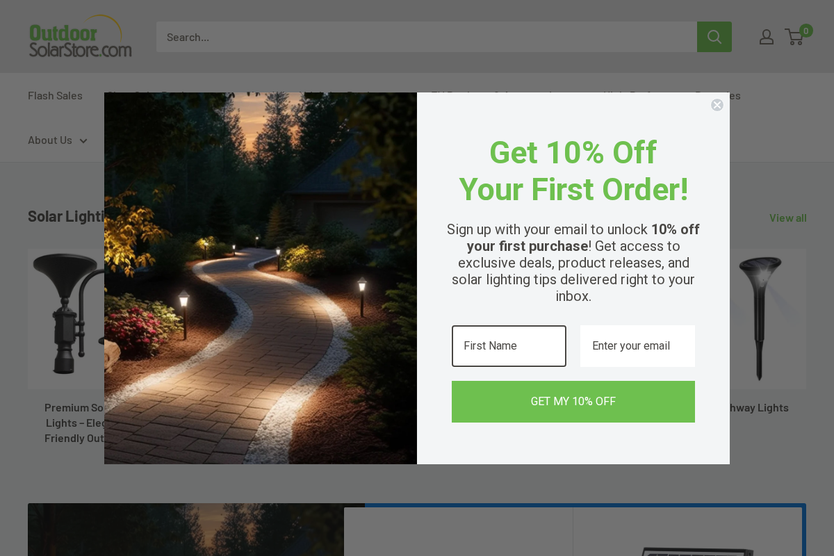 Outdoor Solar Store homepage screenshot