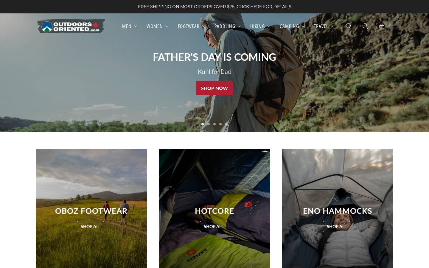 outdoorsoriented.com homepage screenshot