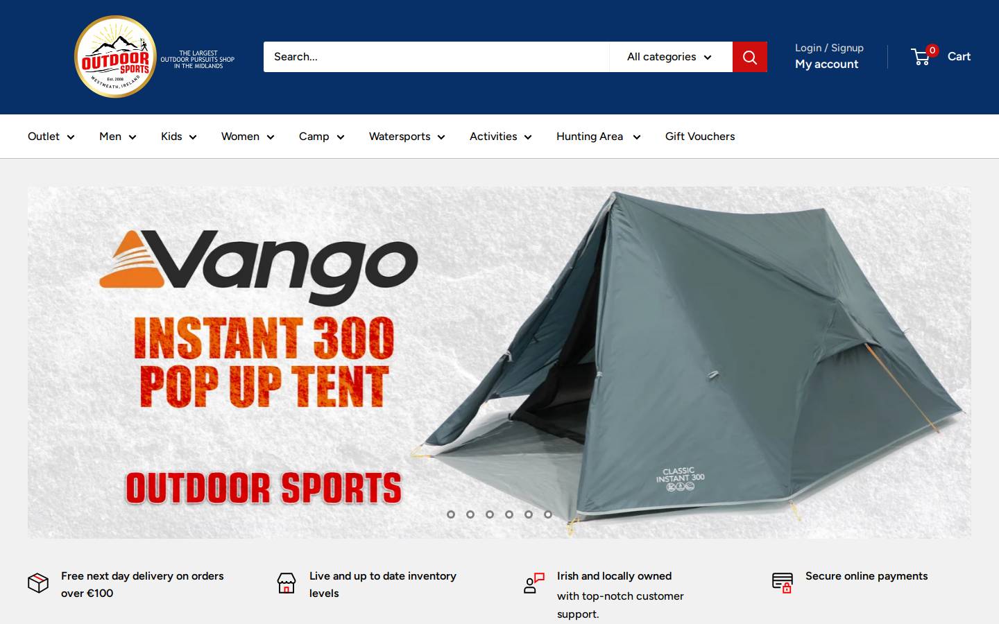 Outdoor Sports homepage screenshot