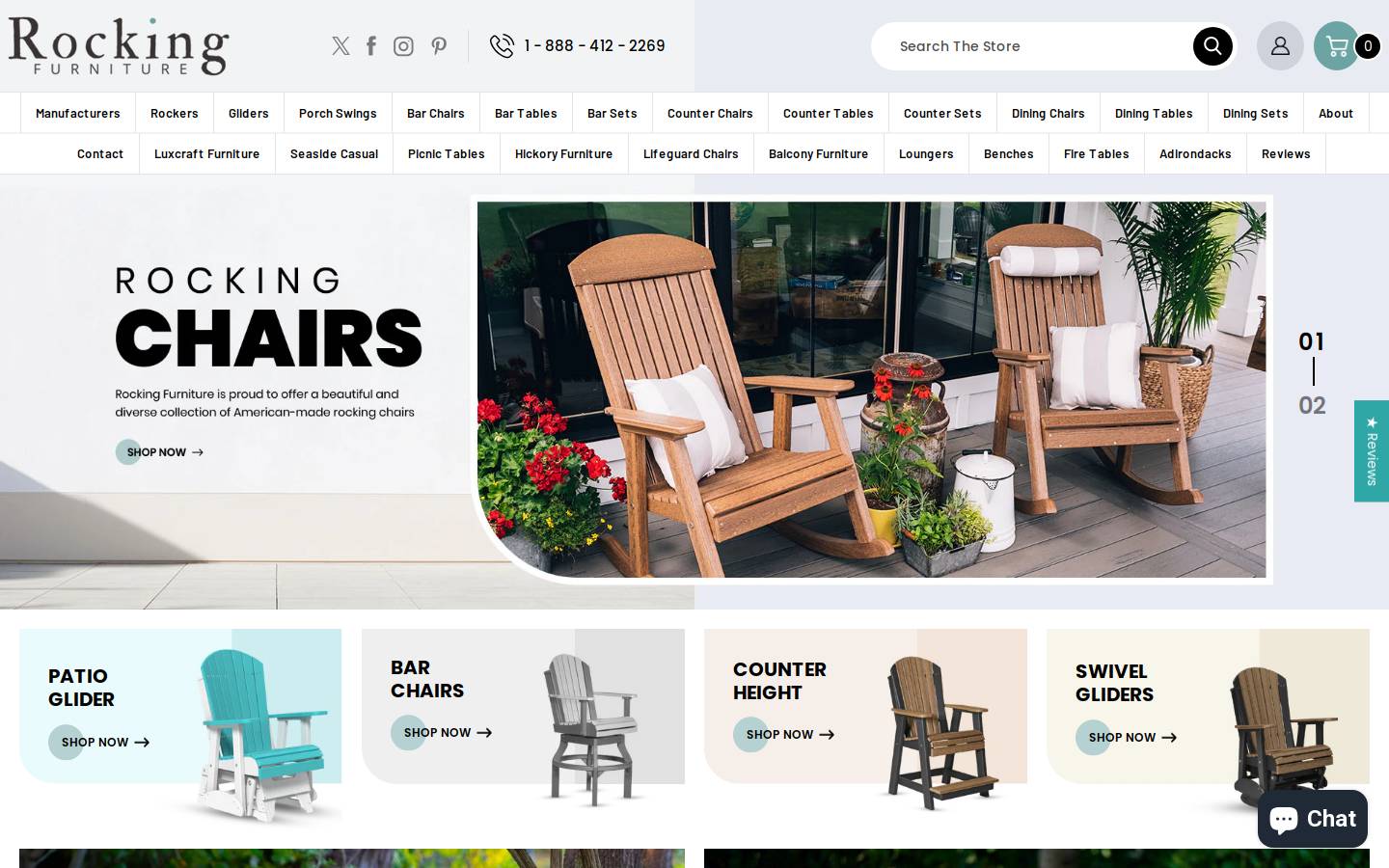 Outdoorsrockingchair.com homepage screenshot
