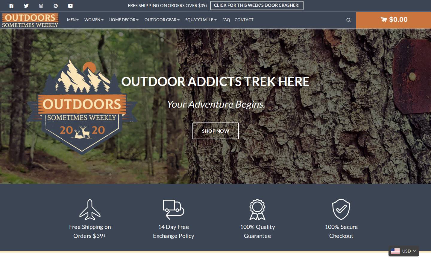 outdoorssometimesweekly.com homepage screenshot