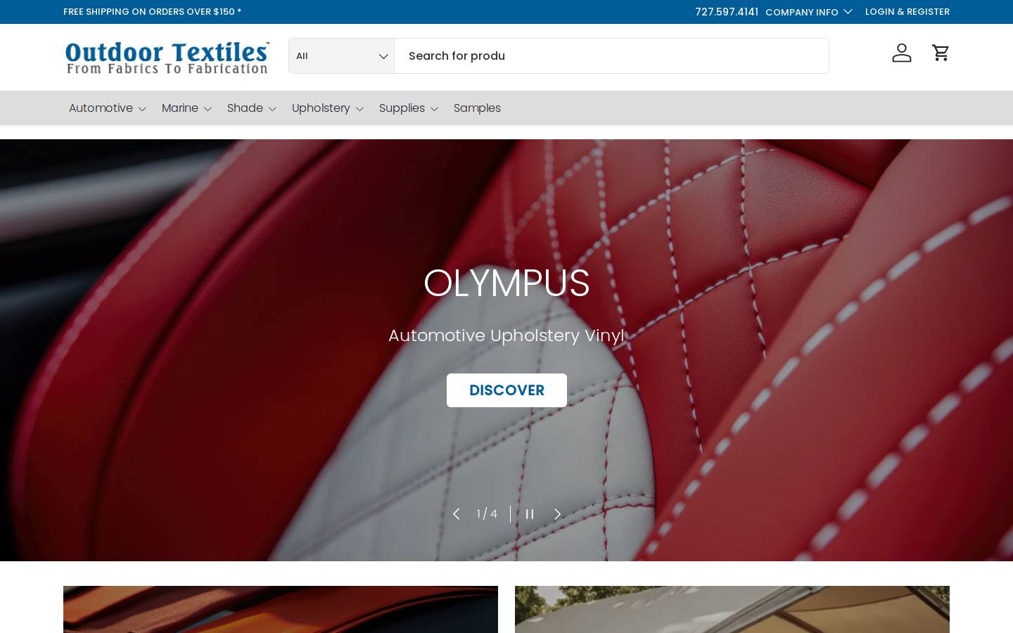 Outdoortextiles homepage screenshot