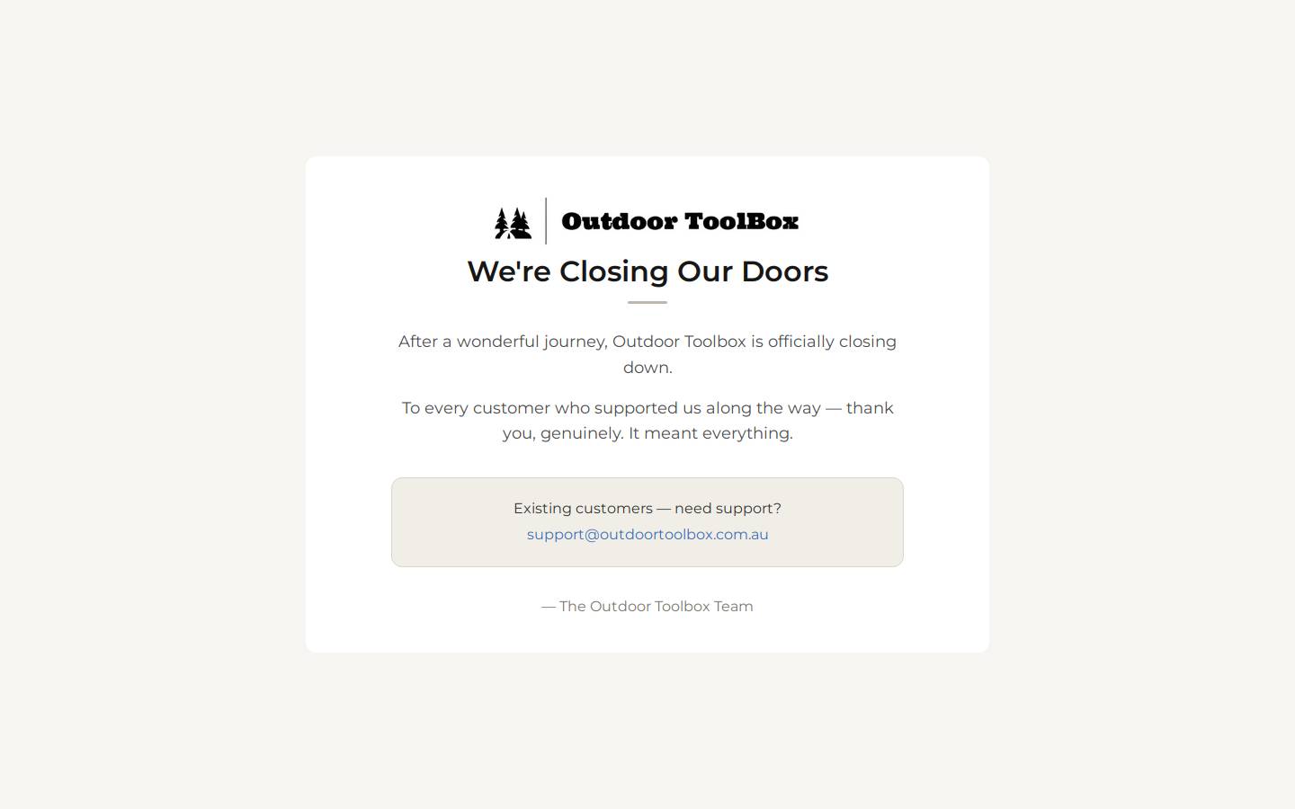 Outdoor ToolBox homepage screenshot