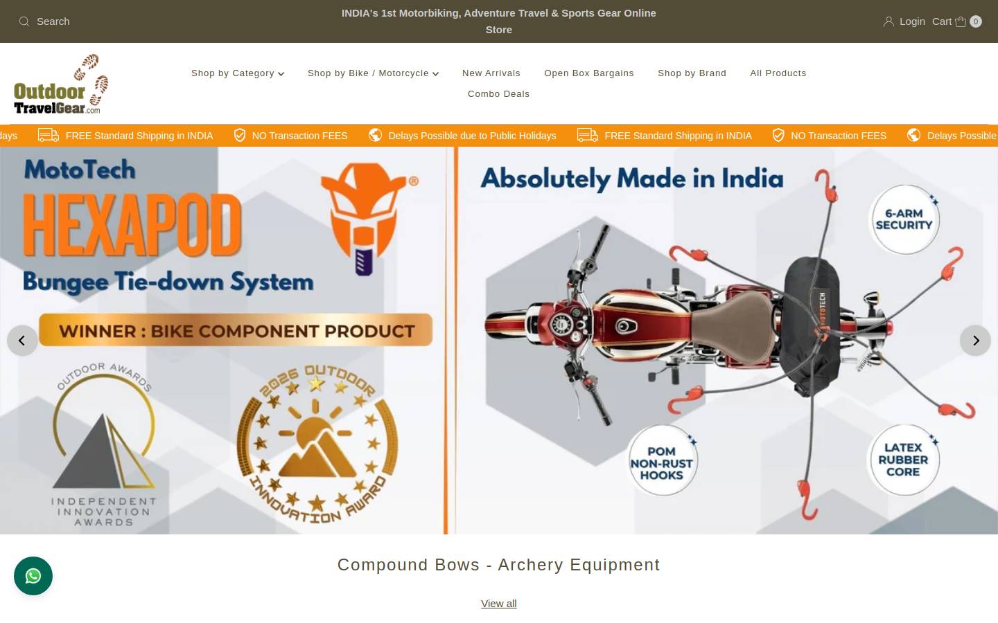 Outdoor Travel Gear homepage screenshot
