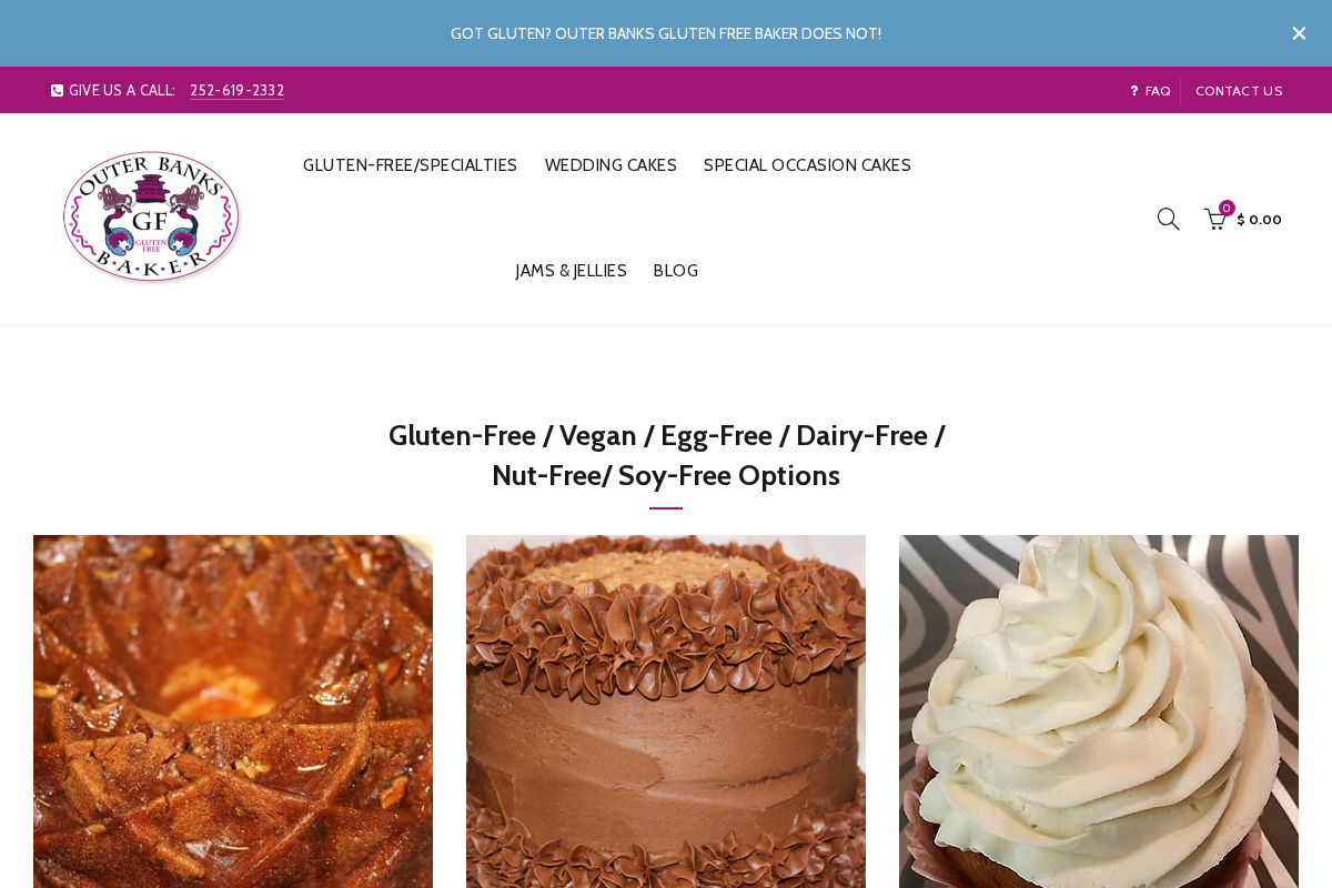Outer Banks Gluten Free Baker homepage screenshot