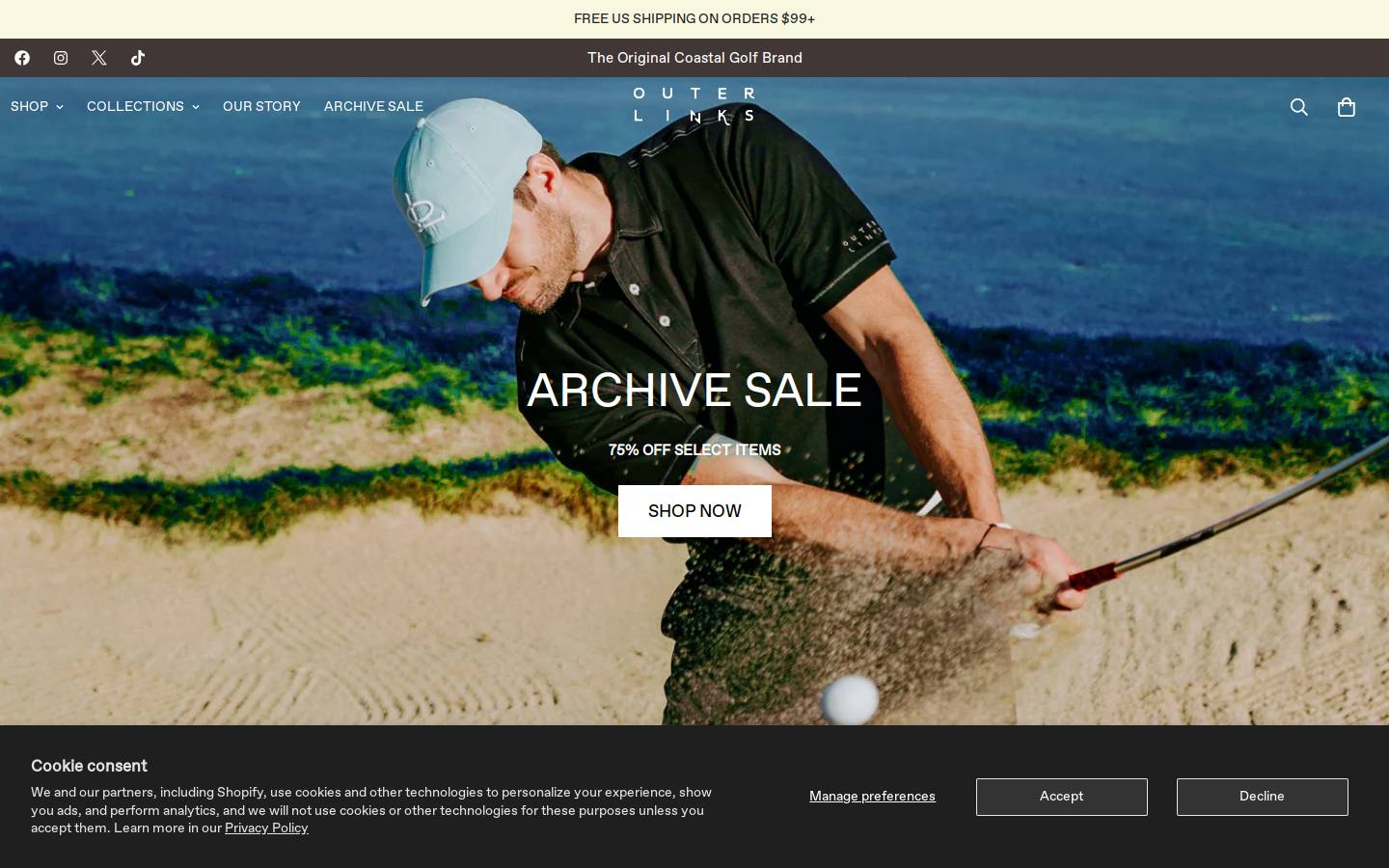 outerlinksgolf.com homepage screenshot