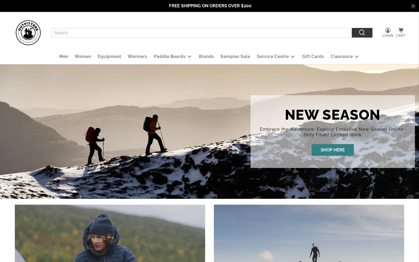outfittersstore.nz homepage screenshot