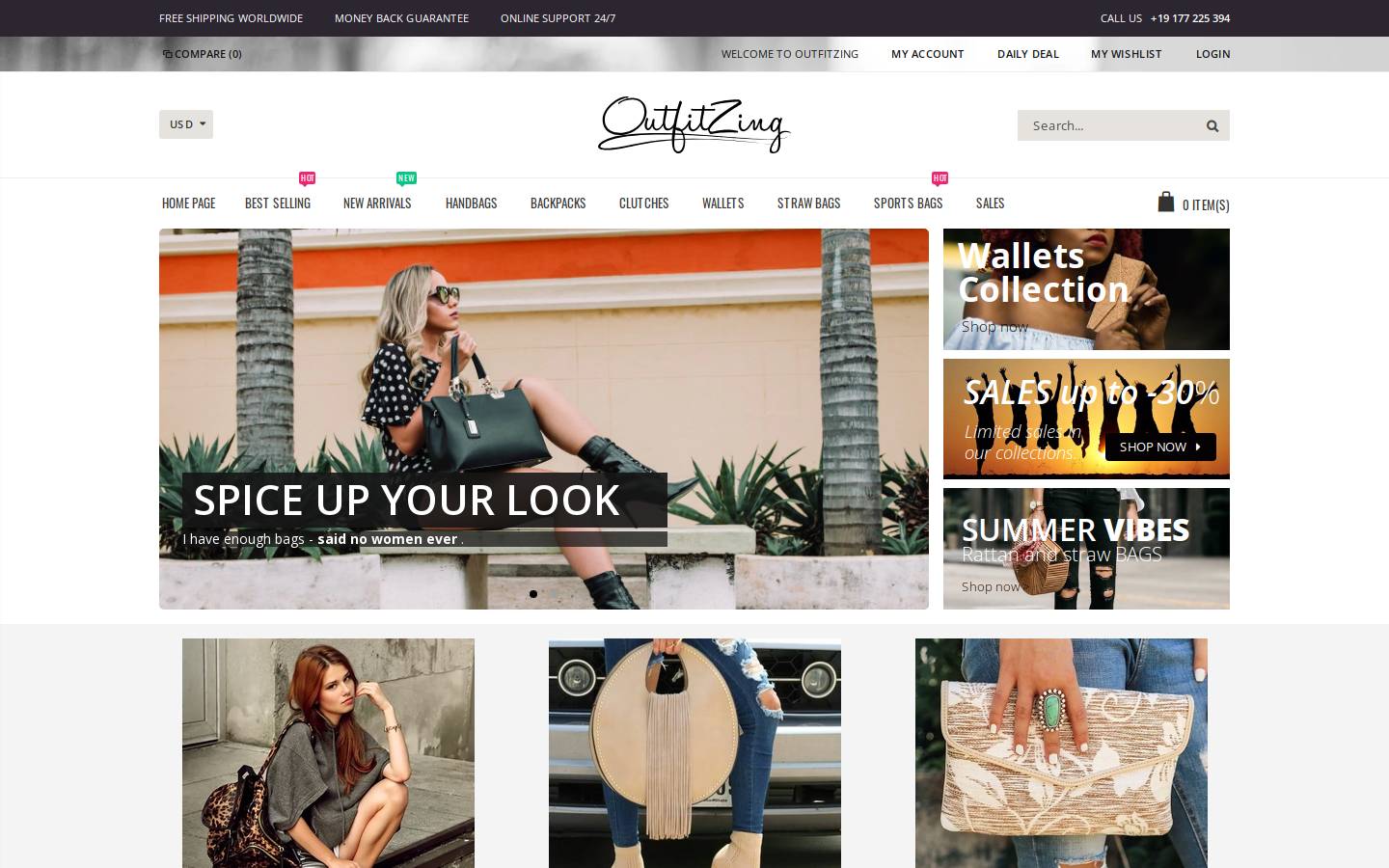 outfitzing.com homepage screenshot