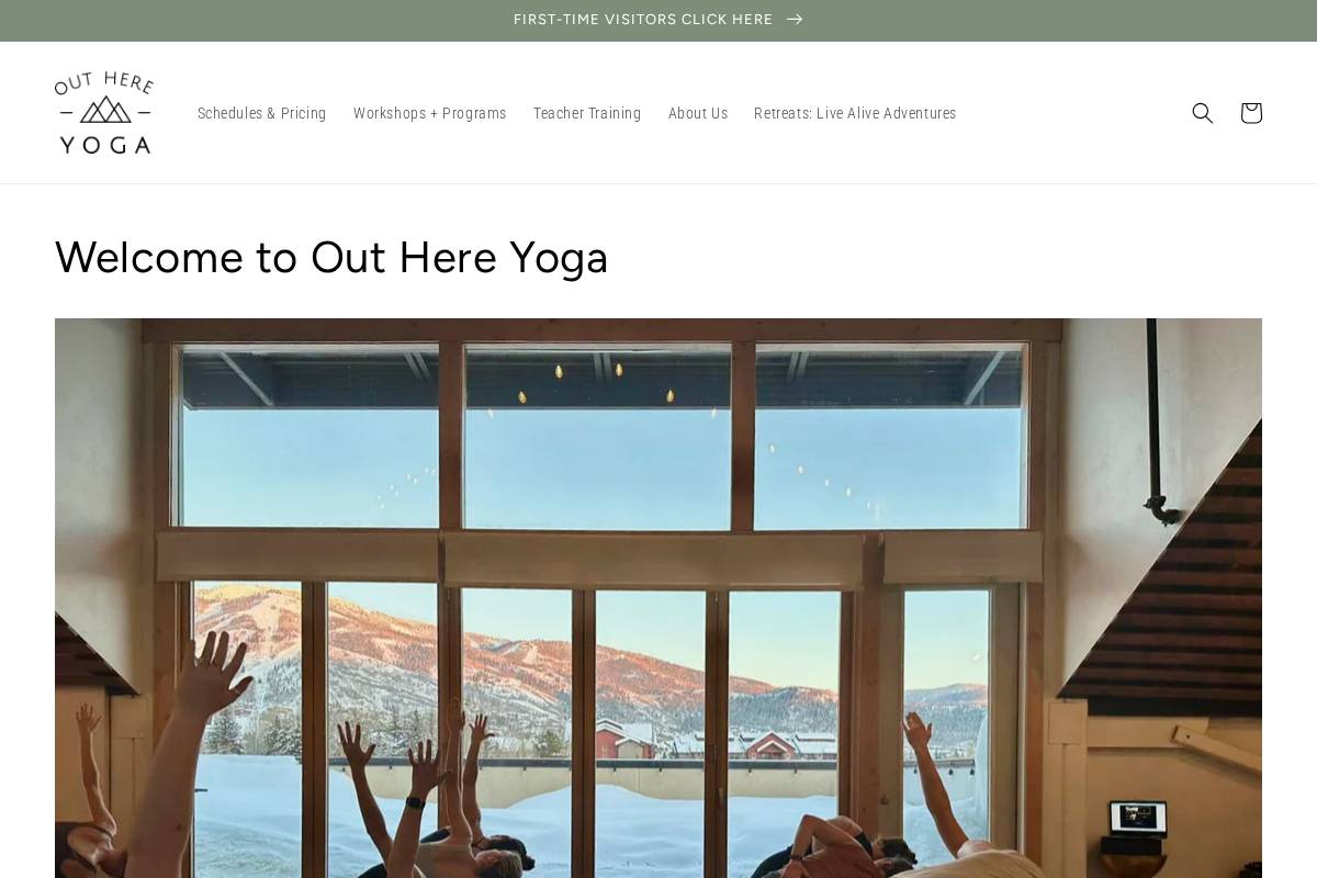 outhereyoga.com homepage screenshot
