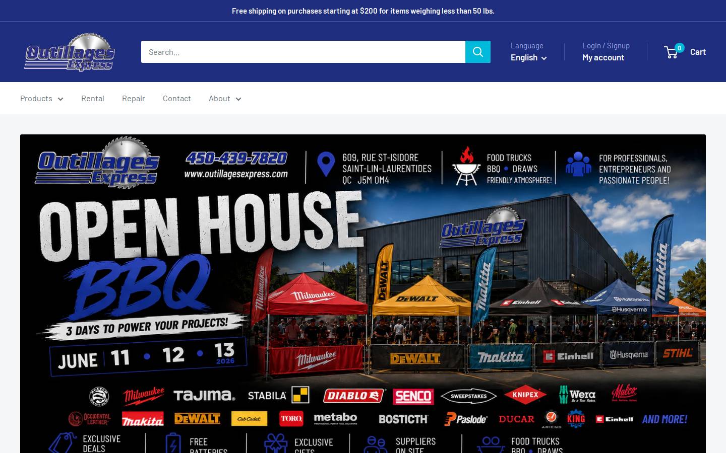outillagesexpress.com homepage screenshot