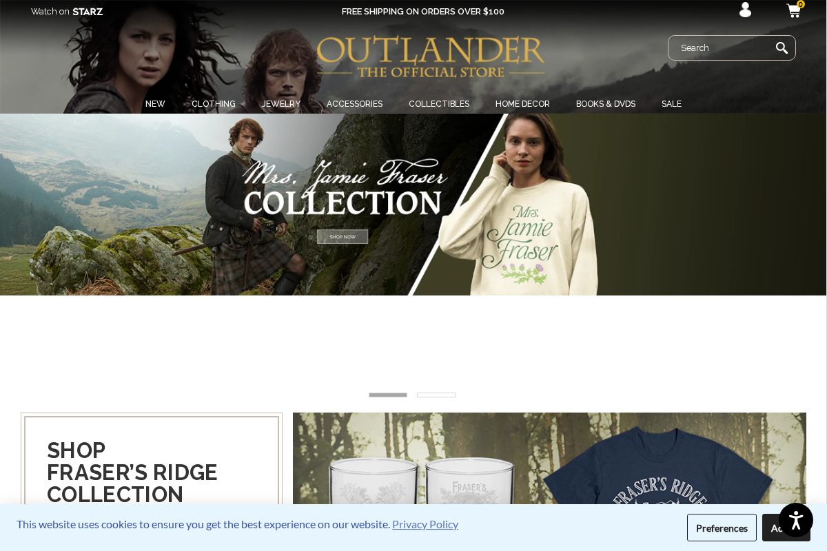 Outlander Store homepage screenshot