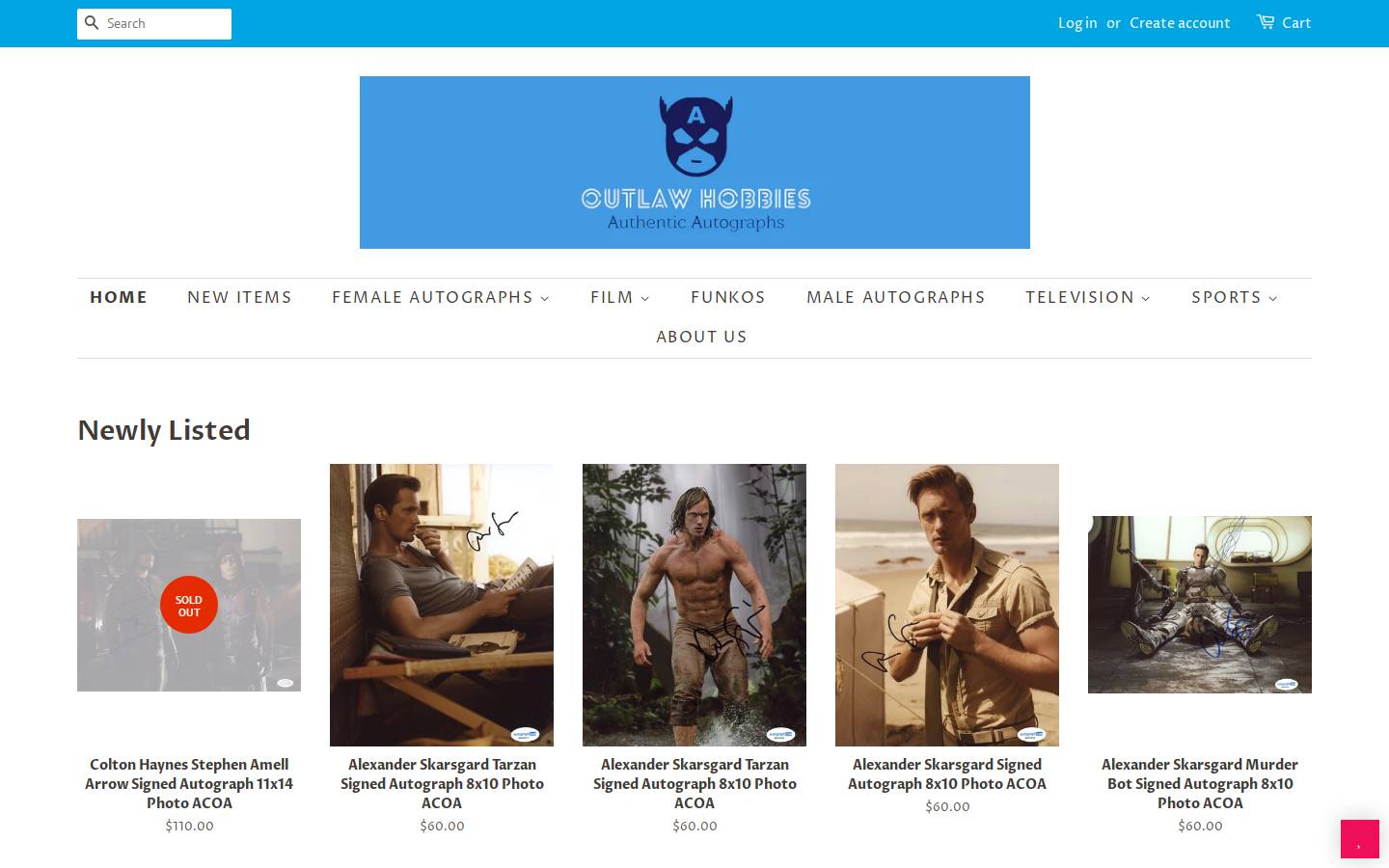 Outlaw Hobbies homepage screenshot