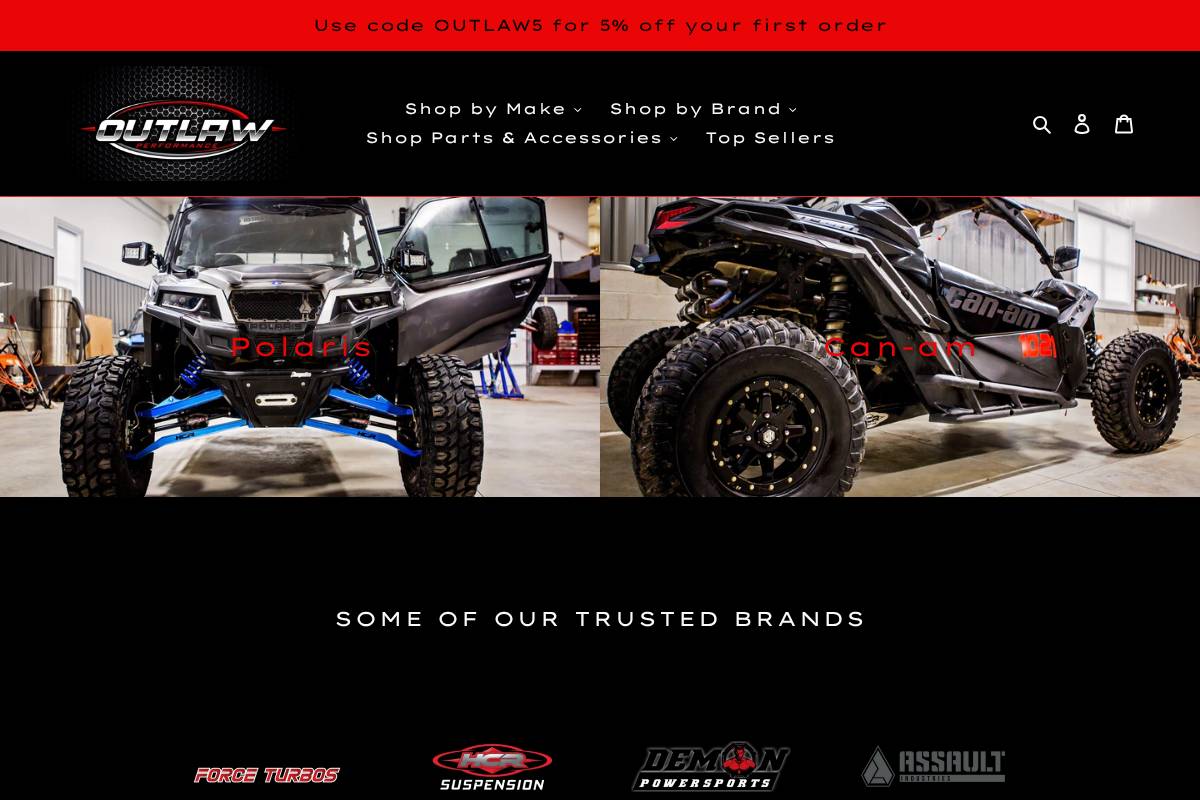 outlawperformanceshop.com homepage screenshot