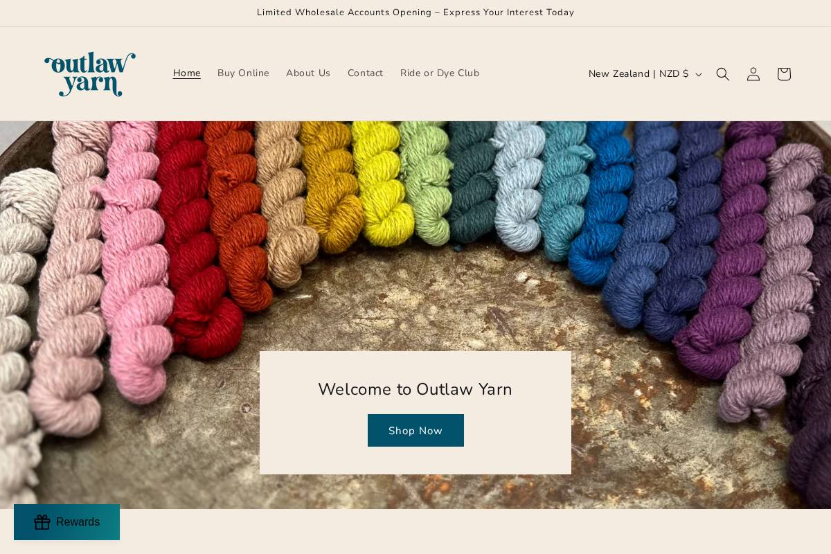 outlawyarn.com homepage screenshot