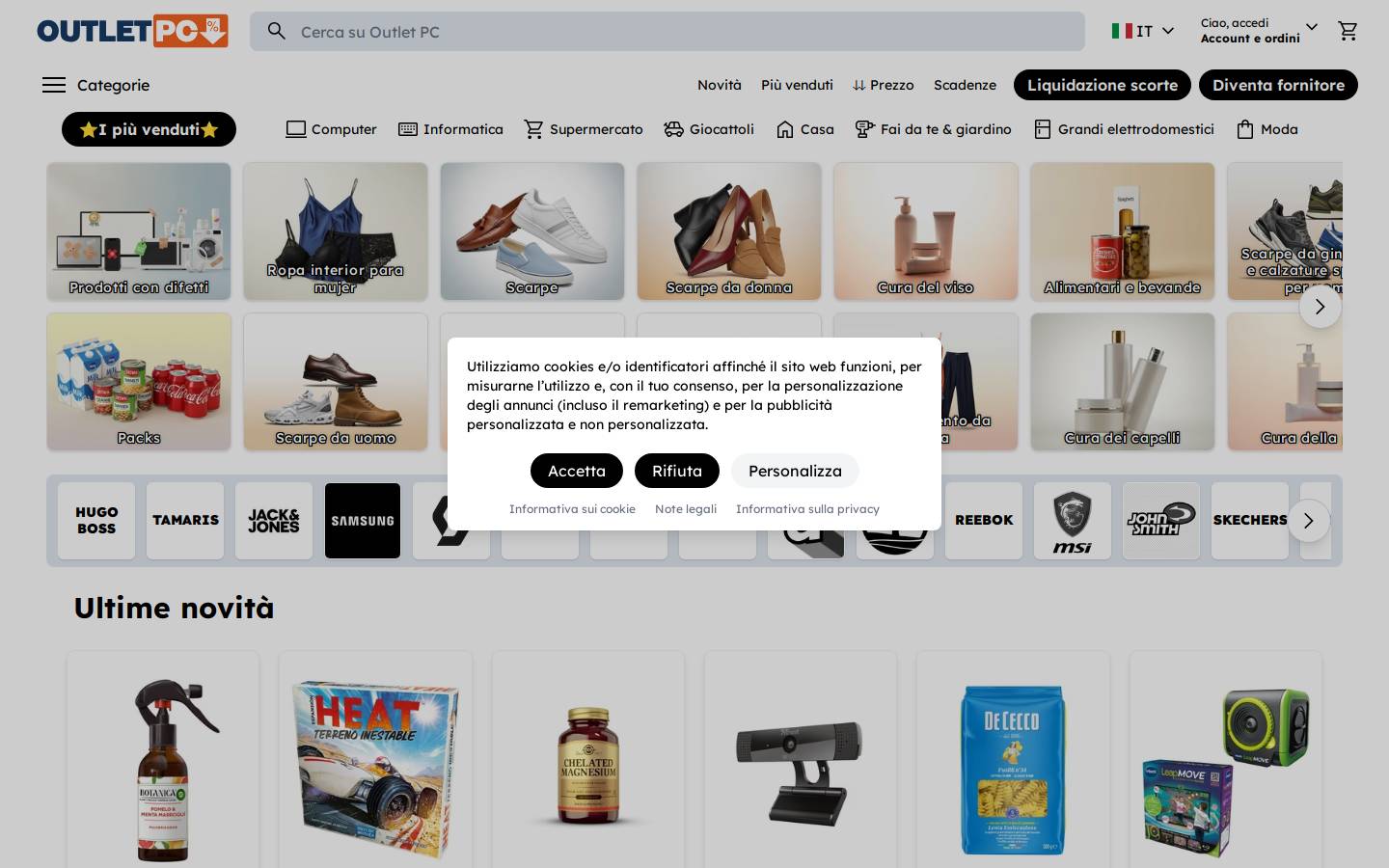 OutletPC homepage screenshot