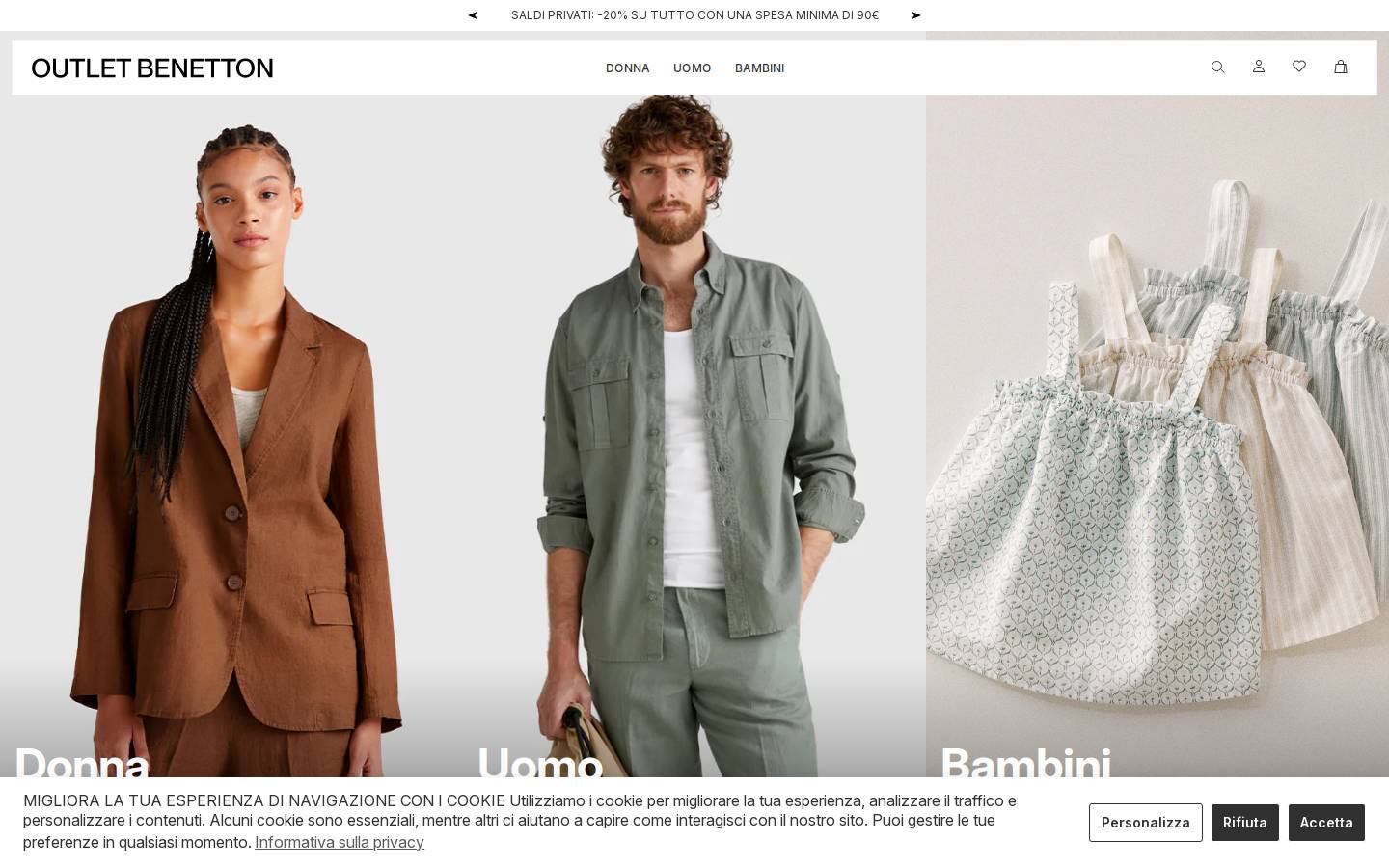 Outletbenetton homepage screenshot