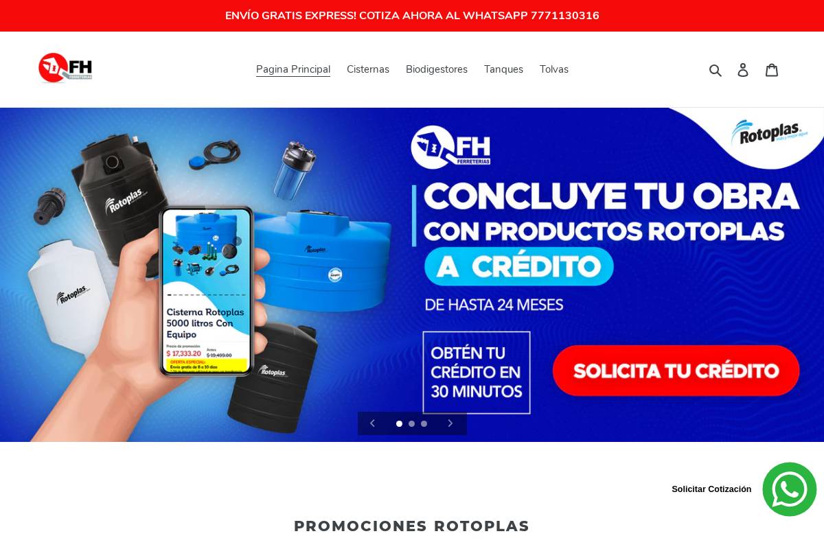 outletcisternas.com homepage screenshot