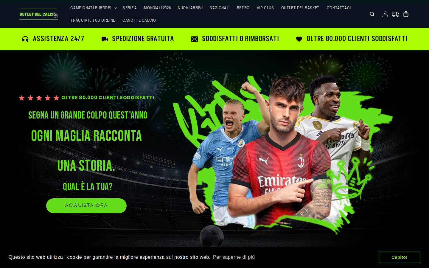 Outletdelcalcio homepage screenshot