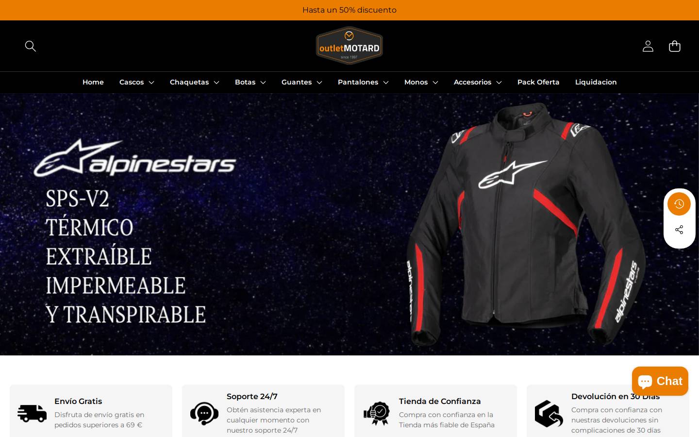 Outletmotard homepage screenshot