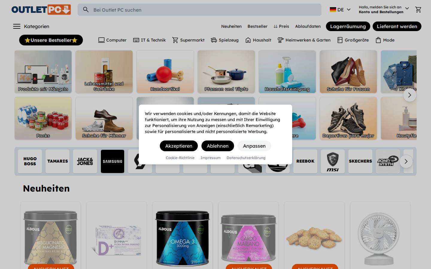 OutletPC homepage screenshot