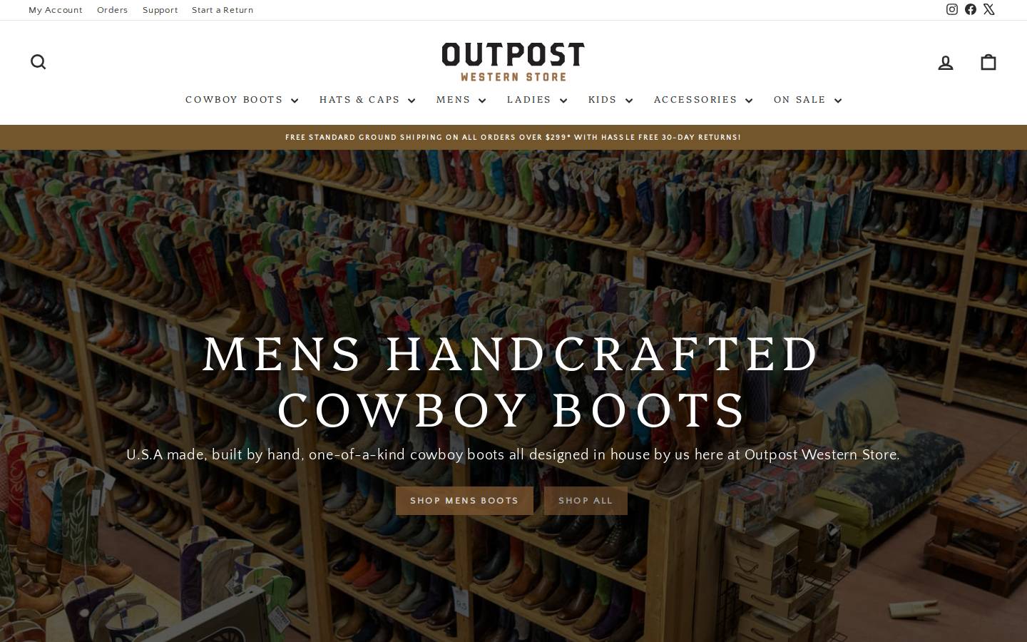 outpostboots.com homepage screenshot