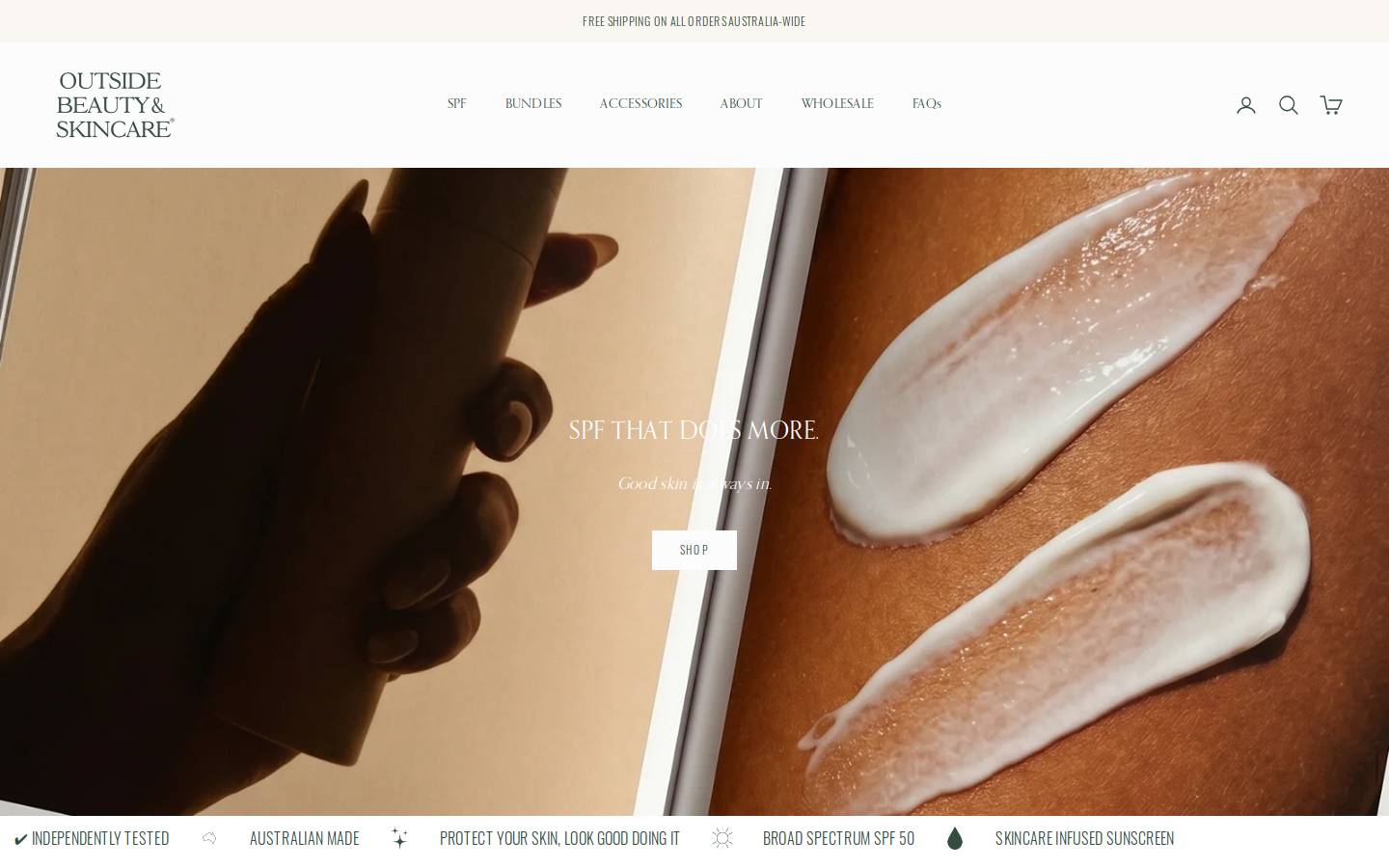 outsidebeautyskincare.com homepage screenshot