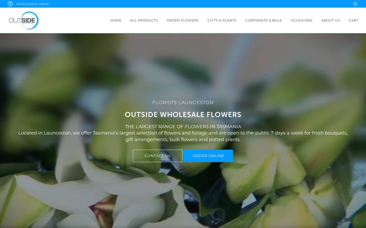 outsideflowers.com.au homepage screenshot