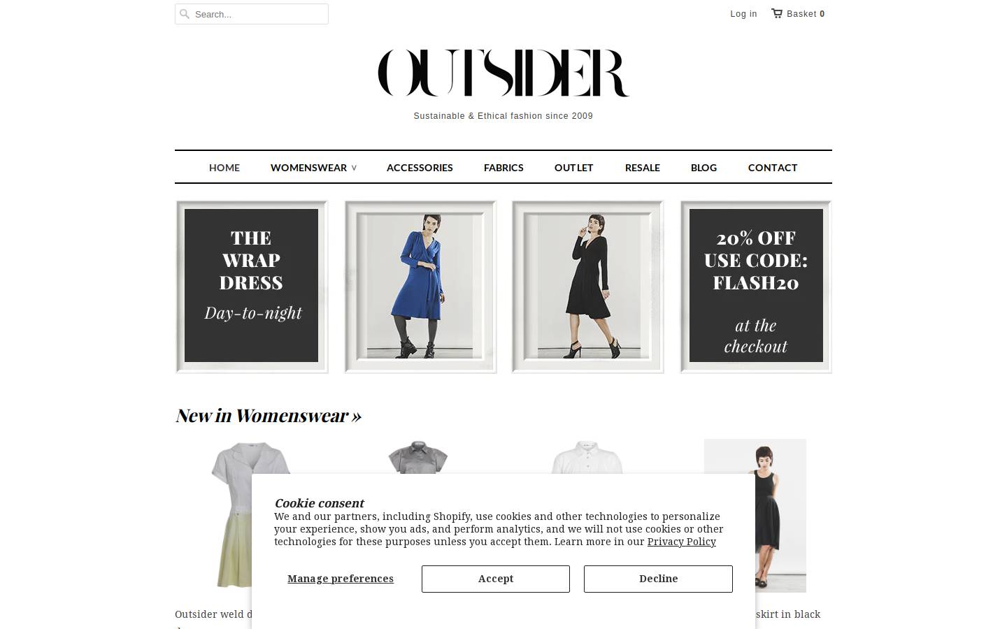 outsiderfashion.co.uk homepage screenshot