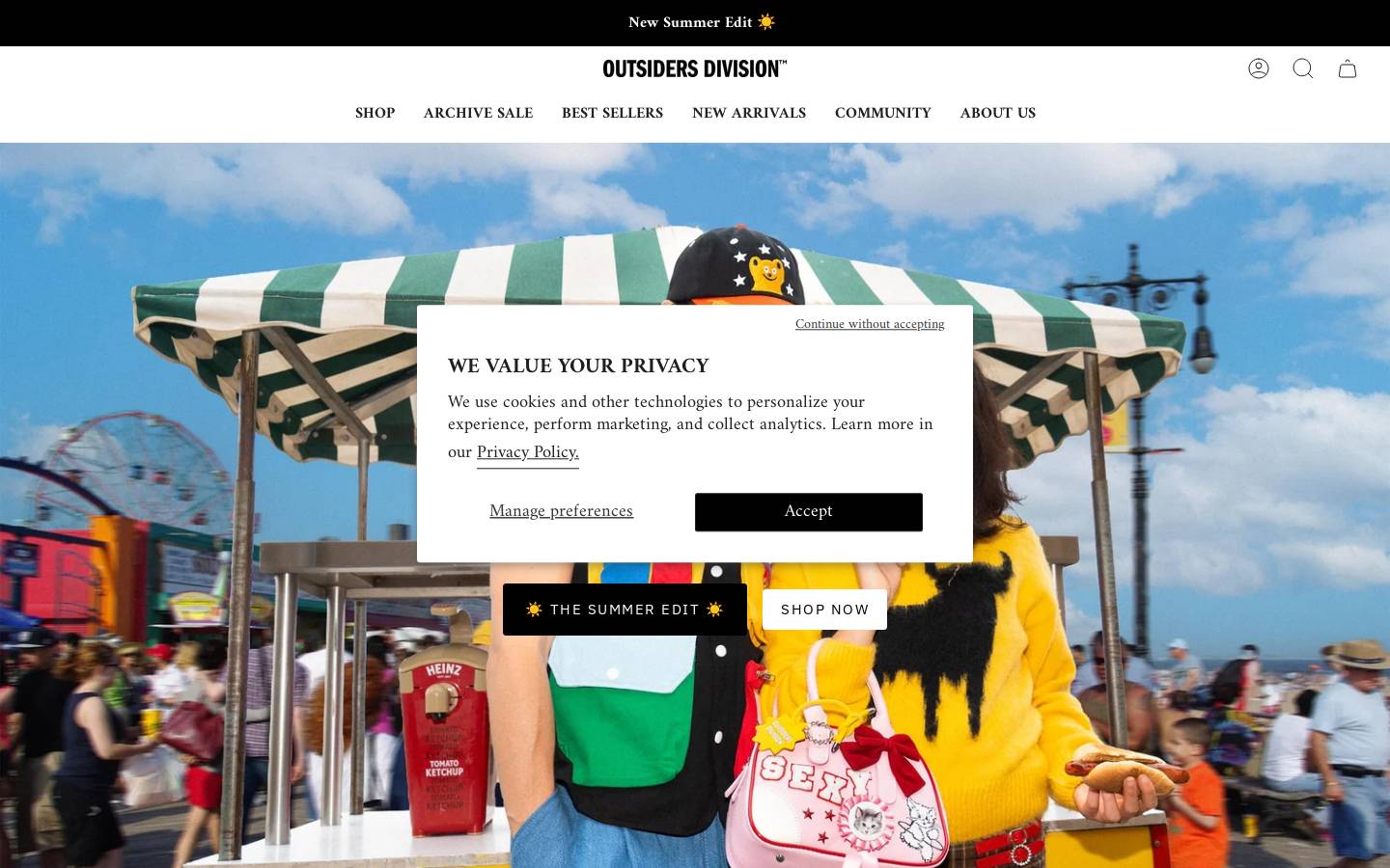 Outsiders Division  homepage screenshot