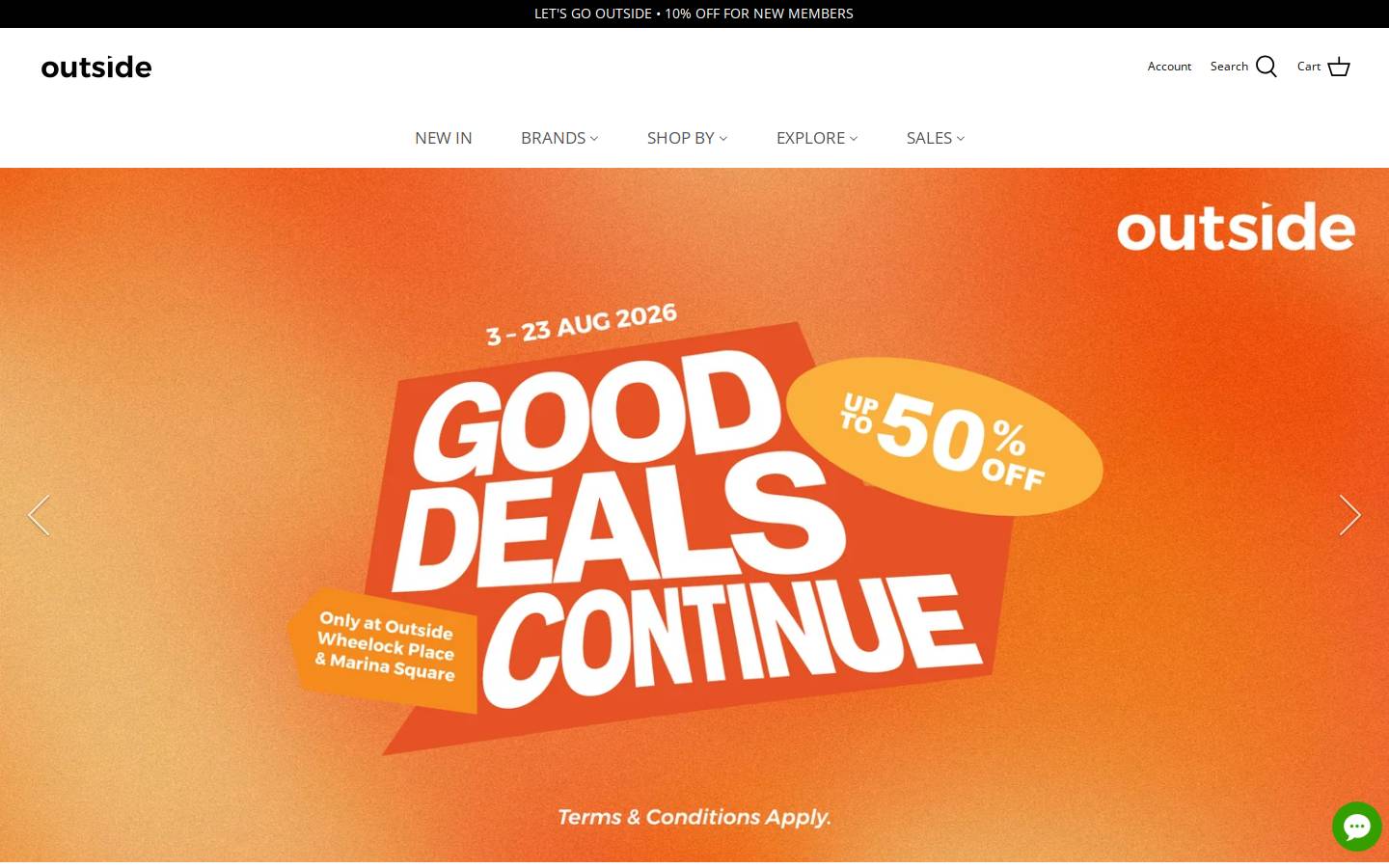 outsidestore.co homepage screenshot